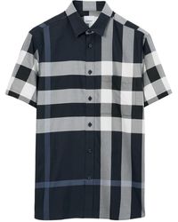 Burberry - Checked Short-sleeve Cotton Shirt - Lyst