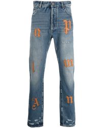 Palm Angels - Jeans taglio regular con applicazione - Lyst