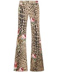 Roberto Cavalli - Jaguar-Print Floral-Print Trousers - Lyst