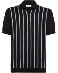 Brunello Cucinelli - Stripe-jacquard Polo Shirt - Lyst