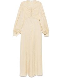Chloé - Midi-Jurk Met Bloemen-Jacquard En Ruches - Lyst