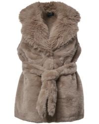 V73 - Faux-Fur Belted Gilet - Lyst