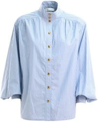 Zimmermann - Blouse Met Ballonmouwen En Hoge Hals - Lyst