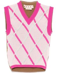 Marni - ダイヤパターン ノースリーブ ニットトップ - Lyst