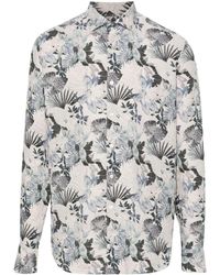 Xacus - Leinenhemd mit Blumen-Print - Lyst
