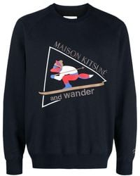 Maison Kitsuné - X And Wander Logo-embroidered Cotton Sweatshirt - Lyst