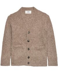 Ami Paris - V-Neck Rib-Knit Cardigan - Lyst