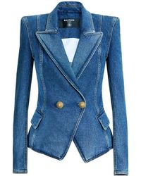 Balmain - Denim 2-Button Jacket - Lyst