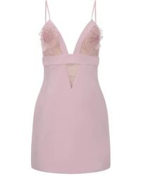 Elisabetta Franchi - Embellished Lace-Insert Mini Dress - Lyst