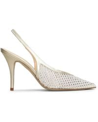 Chantal - Crystal-Embellished Slingback Leather Heeled Pumps - Lyst