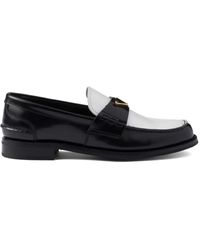Prada - Two-Tone Brushed-Leather Loafers - Lyst