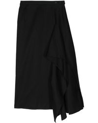 Yohji Yamamoto - Draped Cotton Midi Skirt - Lyst