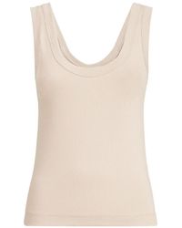 Brunello Cucinelli - Stretch Cotton Ribbed Jersey Top With Monili - Lyst