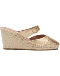 Malone Souliers - Farah Metallic-Buckle Wedge-Heel Mules - Lyst