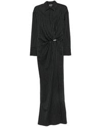 Dondup - Pinstripe-Pattern Wrap-Style Maxi Dress - Lyst