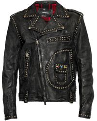 DSquared² - Leather Jacket With A Vintage Effect - Lyst