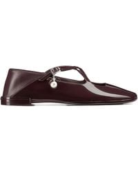 Jimmy Choo - Eleri Patent-Leather Cross-Strap Ballet Flats - Lyst