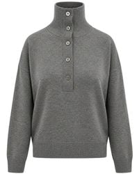 Seventy - Button-Fastening High-Neck Sweater - Lyst