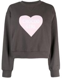 Chocoolate - Heart-print Cropped Cotton Sweatshirt - Lyst