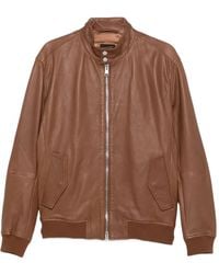 BOSS - Leather Bomber Jacket - Lyst