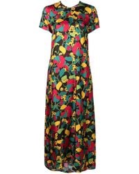 La DoubleJ - Swing Floral-print Silk Midi Dress - Lyst