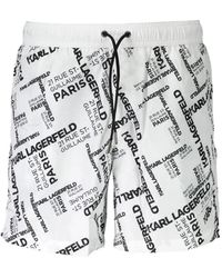 KARL LAGERFELD - Logo-Print Drawstring Swim Shorts - Lyst