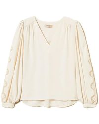 Twinset - Bestickte Bluse Mit Puffärmeln - Lyst