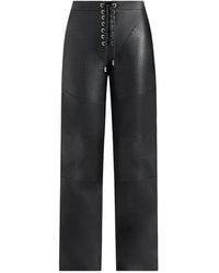 Manière De Voir - Seren Croc-Embossed Lace-Up Straight Trousers - Lyst