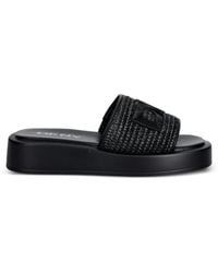DKNY - Logo-Patch Woven Flat Sandals - Lyst