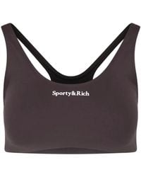Sporty & Rich - Logo-Print Racerback Sports Bra - Lyst