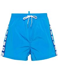 DSquared² - Logo-straps Elasticated-waistband Swim Shorts - Lyst