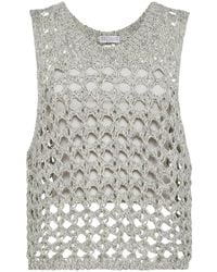 Brunello Cucinelli - Open-Knit Sleeveless Vest - Lyst