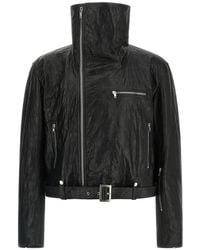 Rick Owens - High-Collar Leather Jacket - Lyst