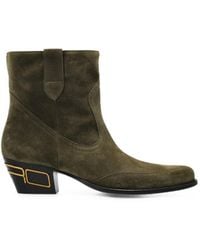 Etro - Logo-Plaque Suede Ankle Boots - Lyst