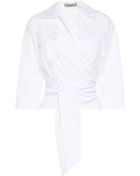 D.exterior - Floral-Embroidery Wrap Shirt - Lyst