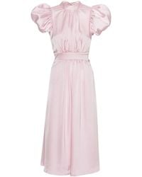 ROTATE BIRGER CHRISTENSEN - Puff-Sleeves Satin Midi Dress - Lyst