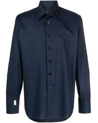 Billionaire - Suede-Panel Cotton Shirt - Lyst