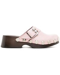 Ganni - Mules En Cuir À Détails De Clous - Lyst