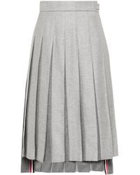 Thom Browne - Jupe Mi-Longue En Laine À Design Plissé - Lyst