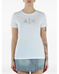 ARMANI EXCHANGE - Rhinestone-Logo T-Shirt - Lyst