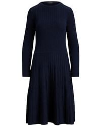 Ralph Lauren - Cable-Knit Long-Sleeve Midi Dress - Lyst