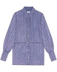 Ganni - Striped Organic-cotton Shirt - Lyst