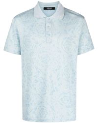 Versace - Barocco-jacquard Cotton Polo Shirt - Lyst