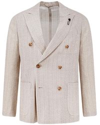 Lardini - Liknit Double-Breasted Blazer - Lyst