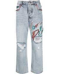 Philipp Plein - Stud-embellished Wide-leg Jeans - Lyst