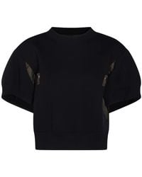 Sacai - Panelled Short-Sleeve Sweater - Lyst