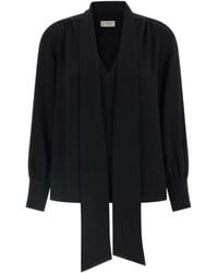 Alberto Biani - Lavallière-Neck Long-Sleeve Blouse - Lyst