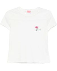 KENZO - Flower-Embroidered T-Shirt - Lyst