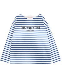 Valentino Garavani - Chez-Print Striped Cotton T-Shirt - Lyst