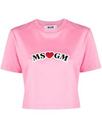 MSGM - Camiseta con sello del logo y manga corta - Lyst